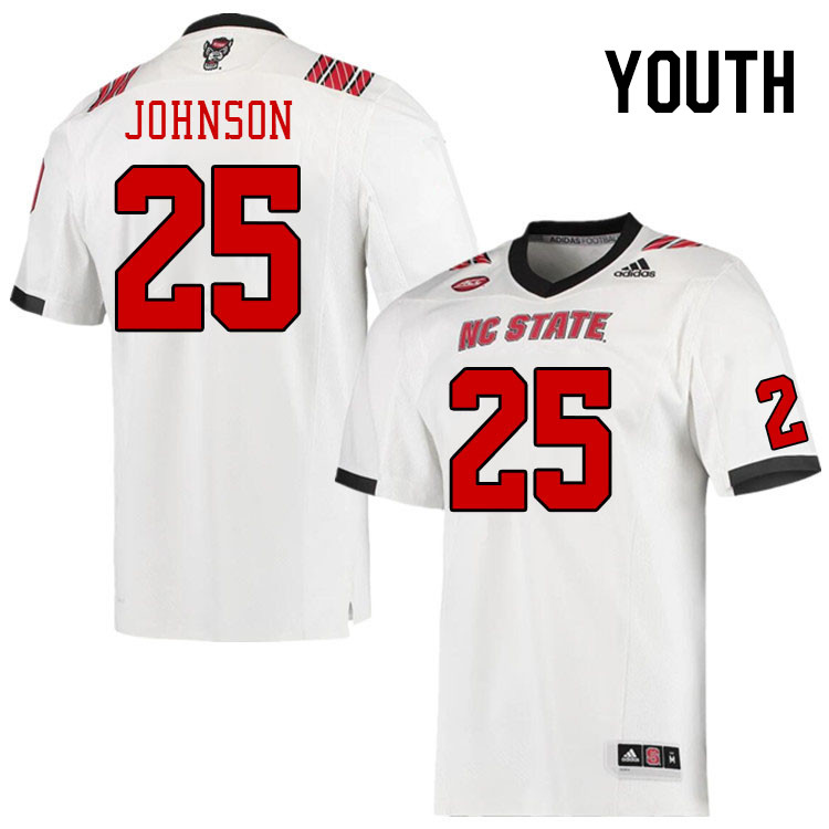 Youth #25 Darius Johnson NC State Wolfpack College Football Jerseys Stitched Sale-White - Click Image to Close